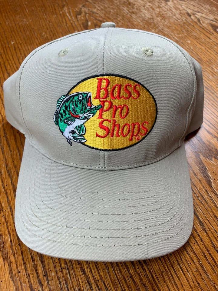 De colección Años 90 Bass Pro Shops Beige Snapback Sombrero Bordado Peces Pesca Exterior Río Foto 1 de 4