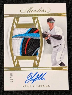 2024 Panini Flawless Kemp Alderman AUTOGRAPH PATCH 9 /10 GOLD Miami Marlins Auto - Image 1 of 4