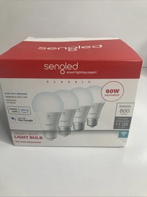 Sengled Alexa WiFi Light Bulb 800LM 60W High CRI)60 Equivalent, 4Ct - Image 1 of 4