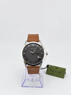 Gucci G-Timeless YA126302 Leather Band  Dark Gray Dial Men's Watch  ⌚ - Image 1 of 4