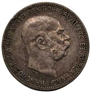 1915 AUSTRIA 1 CORONA .835 SILVER COINMFRANZ JOSEPH I SILVER # 1499 - Picture 1 of 3