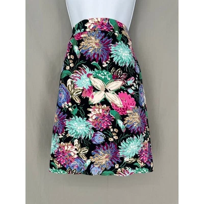 J Crew юбка 4 черный цветочный колена розовый карандаш цветной эластичной коттедж - Изображение 1 из 4