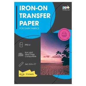 PPD Iron-On Transfer Paper for Dark T-Shirts 10 Sheets A4 Inkjet Use - Picture 1 of 8