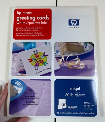 NEW HP Matte Greeting Cards White/Quarter-Fold 60 lb Cardstock - Image 1 of 2