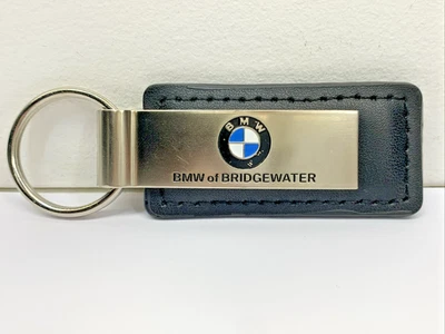 BMW of Bridgewater Black Leather Silver Tone Key Ring - Image 1 of 4