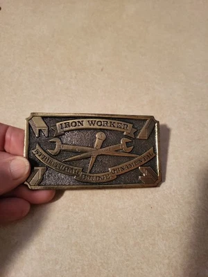 Antigo latão ADV. FIVELA DE CINTO FERRO TRABALHADOR PONTE ESTRUTURAL ORNAMENTAL CHESTERON, EM - Imagem 1 de 4