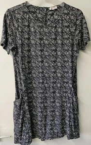 Fat Face black Floral Short Sleeve Pocket Detail Dress Tunic Size 12 - Picture 1 of 6