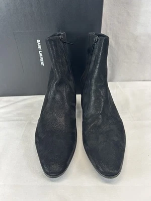 SAINT LAURENT - Botines de gamuza Vassili en negro talla US 12 Foto 1 de 4