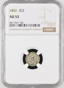 1852 3CS AU53 - Three Cent Silver - NGC - Picture 1 of 4