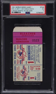 1951 World Series Game 1 Ticket Stub PSA 5 Mays & Mantle 1st WS Game none higher - Image 1 of 2