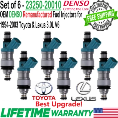 6Pcs Denso Genuine Best Upgrade Fuel Injectors For 1994-2001 Lexus ES300 3.0L V6 - Imagem 1 de 4