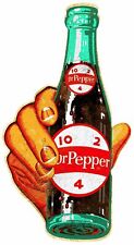HAND HOLD DR PEPPER 10 2 4 BOTTLE 22" HEAVY DUTY USA MADE METAL ADVERTISING SIGN