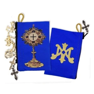 Blessed Sacrament Monstrance - Symbol of Virgin Mary- Tapestry Rosary Pouch  4 1 - Picture 1 of 1