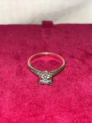 ❤️ VTG 14K YELLOW AND WHITE GOLD DIAMOND RING. OLD MINE CUT. 4G SIZE 8.25 - Image 1 of 3
