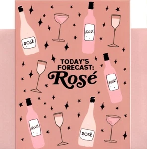 Today's Forecast Rose Wine Bottle Blank Inside Note Cards Notecards - Set of 4 - Picture 1 of 2