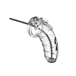 Man Cage 16 Male 4.5 Inch Clear Chastity Cage With Urethal Sound - Picture 1 of 4