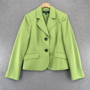 Kasper Blazer Womens 6 Green Textured Button Up Pockets Notch Lapel Office Work - Picture 1 of 11
