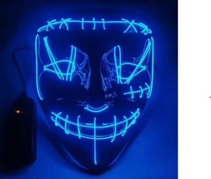 Máscara LED Halloween Neón 3 Modos Disfraz Purga Juegos con disfraces Luz V Fawkes Anonymous - Imagen 1 de 3