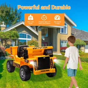 Construction Dumper Kids Electric Ride On Car Toys Gifts 12V W/ Remote Gift NEW - Picture 1 of 12
