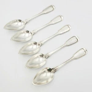 5 French Sterling .950 fine Fiddle Thread Tablespoons c. 1849 Paris Chenailller - Picture 1 of 12