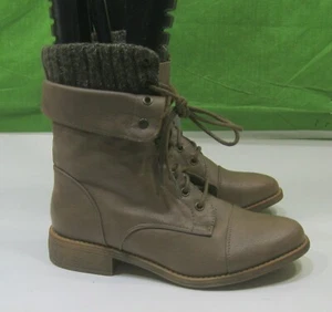 NEW LADIES brown LACE UP RIDING Round Toe Ankle Boots WOMEN Size 8 - Picture 1 of 4