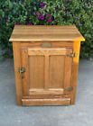 Vintage White Clad Oak Wood Ice Box Nightstand Cabinet Chest End Table