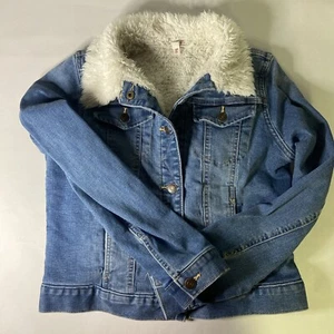 Girls Denim Lined Jacket Size 14/16 2% Spandex For Slight Stretch - Picture 1 of 7
