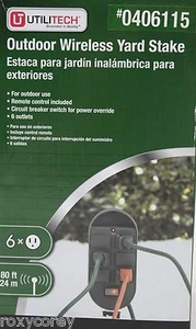 Utilitech Outdoor Wireless Lawn Stake 6 outlets 6 ft 14 Gauge Grounded Cord NIB - Picture 1 of 1