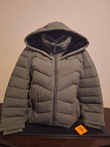Andrew Marc Long Puffer Mantel Damen Größe Olivgrün Kunstfell Neu 2XL - Bild 1 von 3