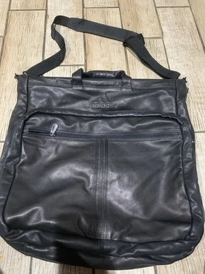 Addidas Black Butter-soft Leather Bi-Fold Airplane Travel Garment Bag + Wallet - Image 1 of 4