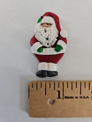 3-D SANTA CLAUS 2-Hole Polymer Clay Button Embellishment for Cross-Stitch  - Image 1 of 3