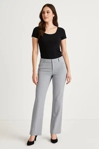 Express Editor Barely Boot Low Rise Stretch Pants Womens Size 8R Gray Blend - Picture 1 of 18