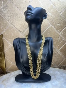 "Collar Givechy vintage tono dorado cadena 3 hilos 19""" - Imagen 1 de 7
