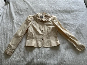 Marion Donaldson Vintage Ivory Raw Silk Bolero Jacket Size 12 1970s - Picture 1 of 24