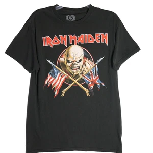 T-shirt Iron Maiden incrociate bandiere adulto taglia MD nera grafica davanti - Foto 1 di 10