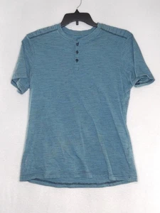 Rock & Republic Mens Size Medium Color Blue Short Sleeve 3 Button Striped Shirt - Picture 1 of 5