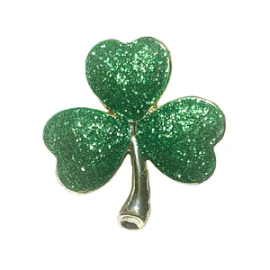 Broche de trébol verde esmalte brillante encanto de la suerte trébol San Patricio de colección - Imagen 1 de 13