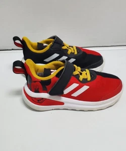 Toddler 7K Adidas Mickey Mouse Fortarun Track & Field Shoes Red/Black/Yellow - Picture 1 of 9