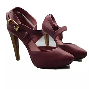 POUR LA VICTOIRE Mujer Tacones Zapatos de salón Cuero Malva Plataforma Hebilla al Tobillo Talla 8 Nuevo - Imagen 1 de 13