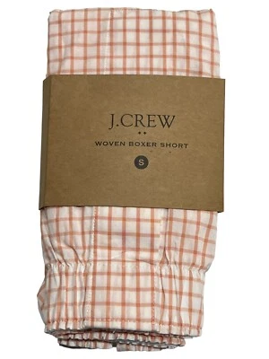 NUEVO CON ETIQUETAS J CREW Ropa Interior Boxer Talla S-M-L-XL Blanco Naranja Cuadros 100% Algodón #J9 Foto 1 de 4
