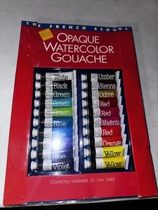 New Package Opaque Watercolor Gouache Set Assorted 20-Colors 10ml Brush French - Picture 1 of 2