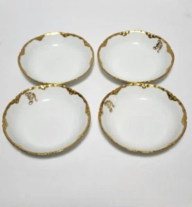 Set of 4 Haviland Limoges 5" Dessert/Fruit Bowl Scalloped White & Gold Edges - Picture 1 of 13