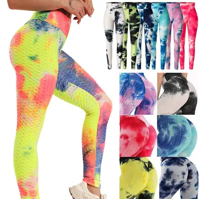 Womens Push Up Yoga Leggings Sports Pants High Waist Stretch Ruched Gym Fitness • 17.07€
