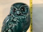 Large POOLE POTTERY OWL Glossy "BLUE DOLPHIN" Glazed TEAL & BLACK 7" High 