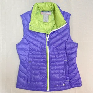Free Country Goose Down Puffer Vest Girls Medium 10-12 Gilet Purple Lime Quilted - Picture 1 of 10