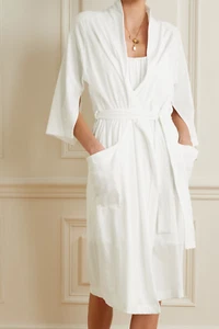 Skin Kyra belted organic Pima cotton jersey robe - Picture 1 of 5