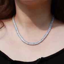 18Ct Emerald Simulated Diamond Wedding Tennis Necklace 14K White Gold Plated 18"