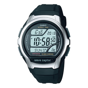 Casio Black Digital Wave Ceptor Chrono Watch with Resin Band EL Backlight WV-58A