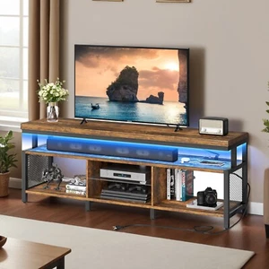 LED TV Stand Entertainment Center with Power Outlets Media Console For 70" TVs - Picture 1 of 22