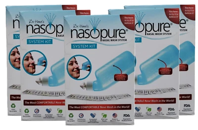 Lavado nasal Nasopure, kit de sistema, solución salina 20 paquetes de sal, 3,75 gramos (5 cajas) Foto 1 de 4